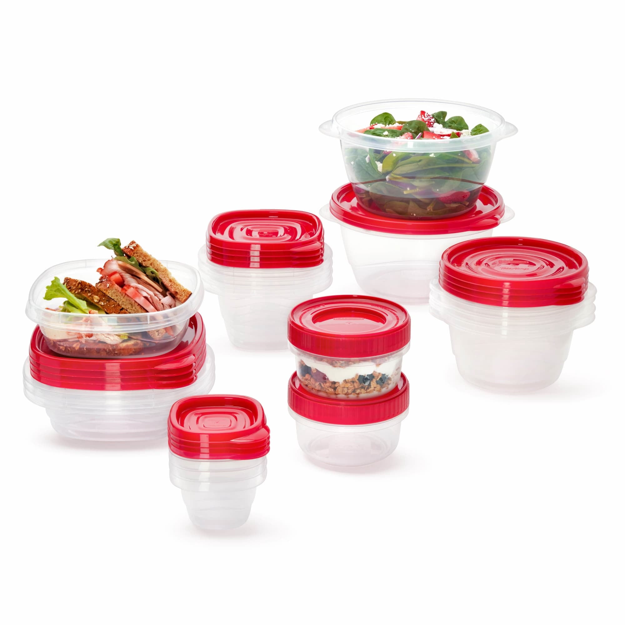Rubbermaid TakeAlongs 40 Piece Food Storage Set - Red, Total of 12.6 Qts - 2-Pack