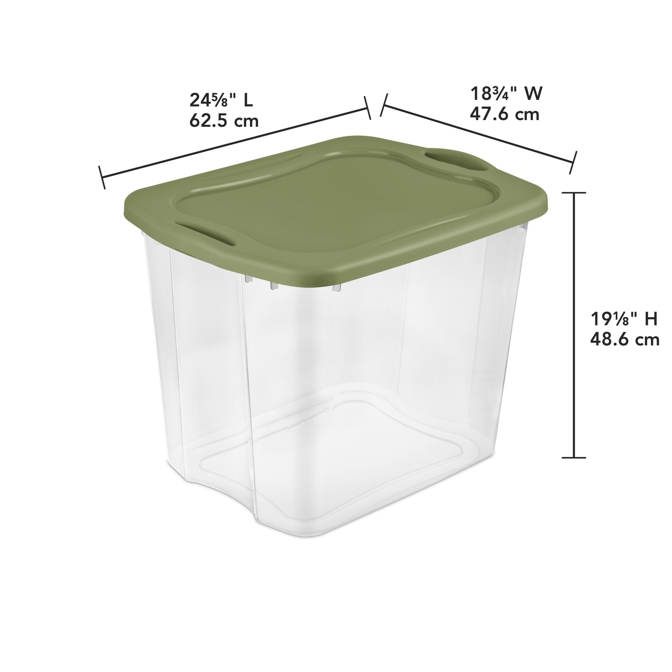 Sterilite EZ Carry 95 Quart Extra-Large Storage Bin - Clear Plastic Storage Container with Full-Grip Handles, Green