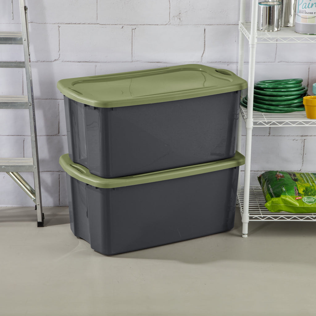 Sterilite EZ Carry 30 Gallon Extra-Large Storage Bin - Plastic Storage Container with Full-Grip Handles, Gray - 2-Pack