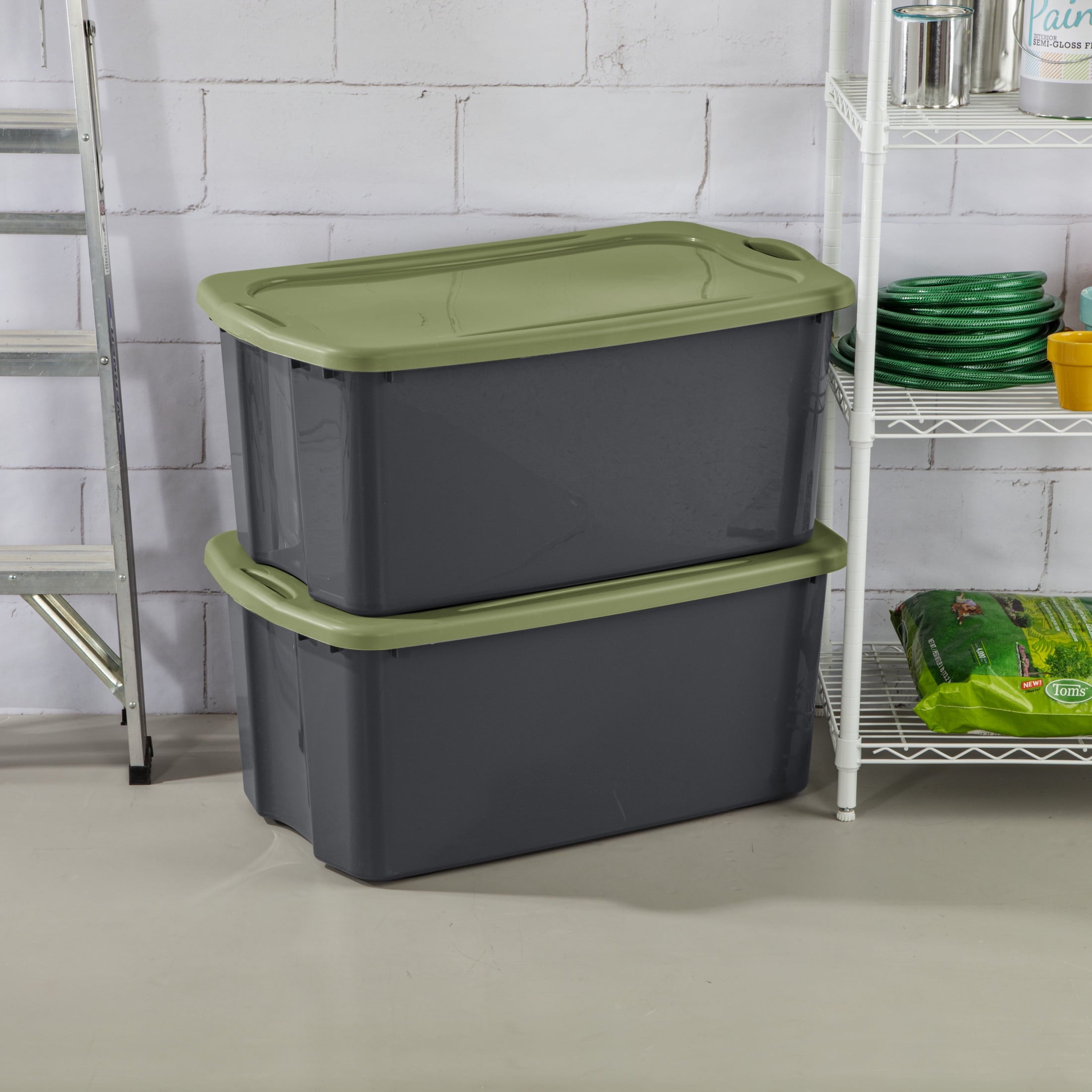 Sterilite EZ Carry 30 Gallon Extra-Large Storage Bin - Plastic Storage Container with Full-Grip Handles, Gray - 2-Pack