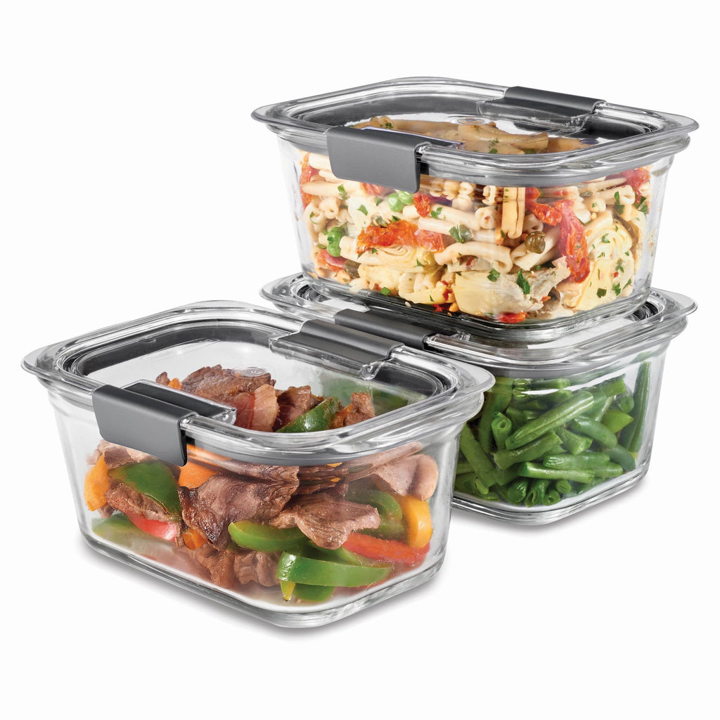 Rubbermaid Brilliance 3-Pack Glass Food Storage Containers - 4.7-Cup, Leak Proof, BPA Free