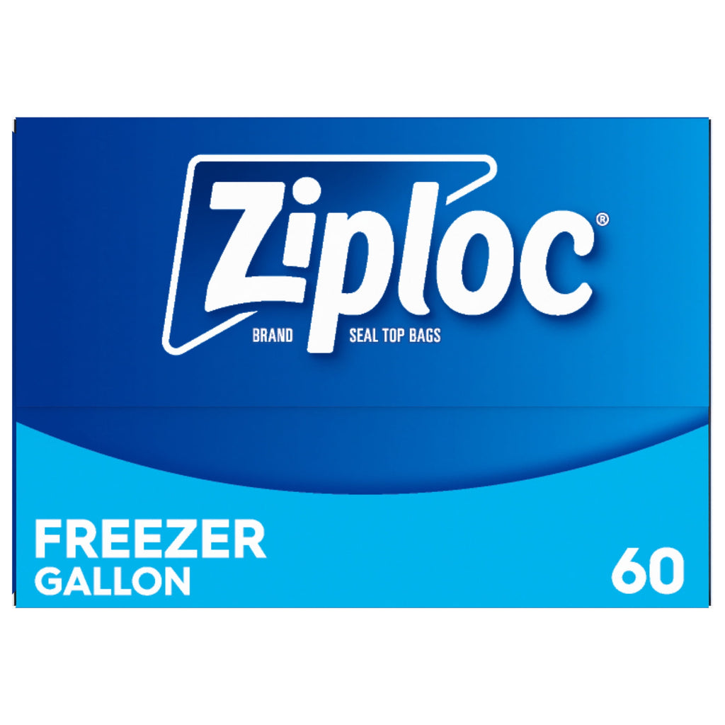 Ziploc Brand Freezer Food Storage Bags - School Supplies, with Grip 'n Seal Technology, Zipper, Gallon, 60 Count