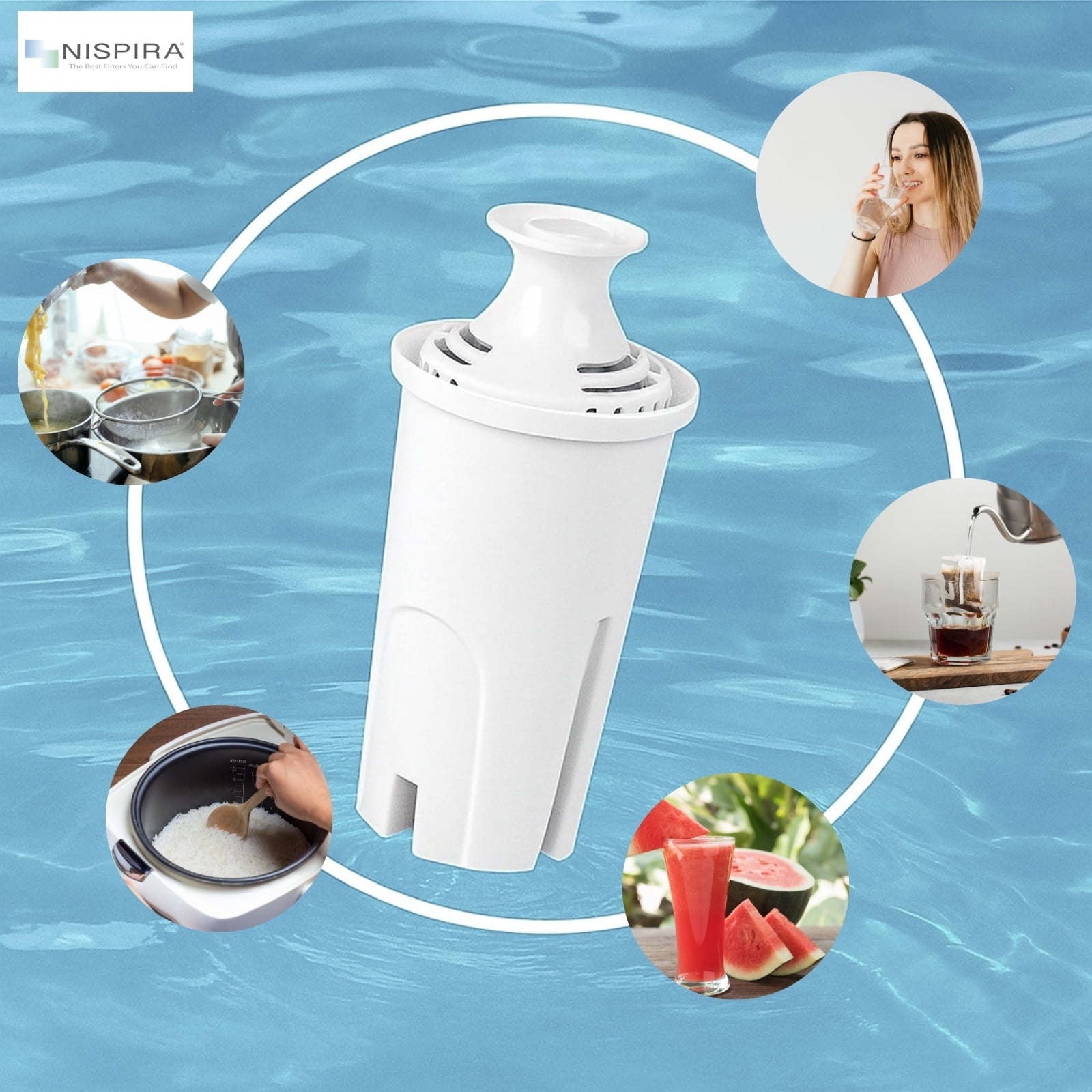 Nispira OB03 Water Filter Replacement for Brita Water Pitchers and Dispensers - Classic 35557, Mavea 107007, 6 Packs