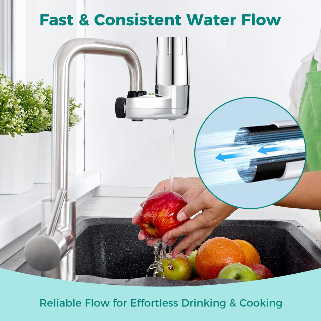 Fil-fresh 2-Pack Faucet Water Filter Replacement for Brita Faucet Filter Systems - Longlast Sink Faucet Filter, Reduce Chlorine and Lead, Chrome
