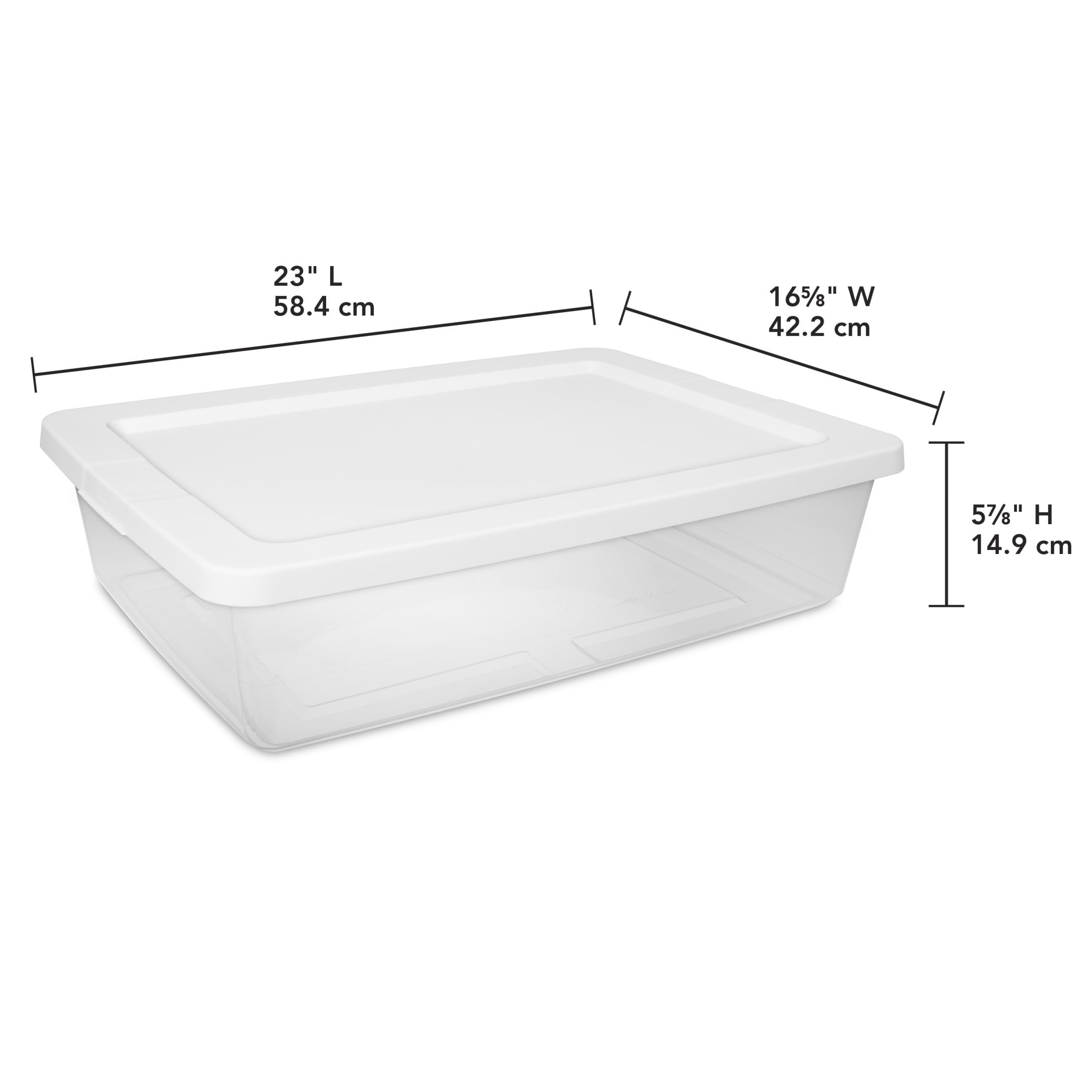 Sterilite Set of (2) 28 Quart Storage Bins - Clear Plastic Storage Bin with Snap-on Lid, White - 2-Pack