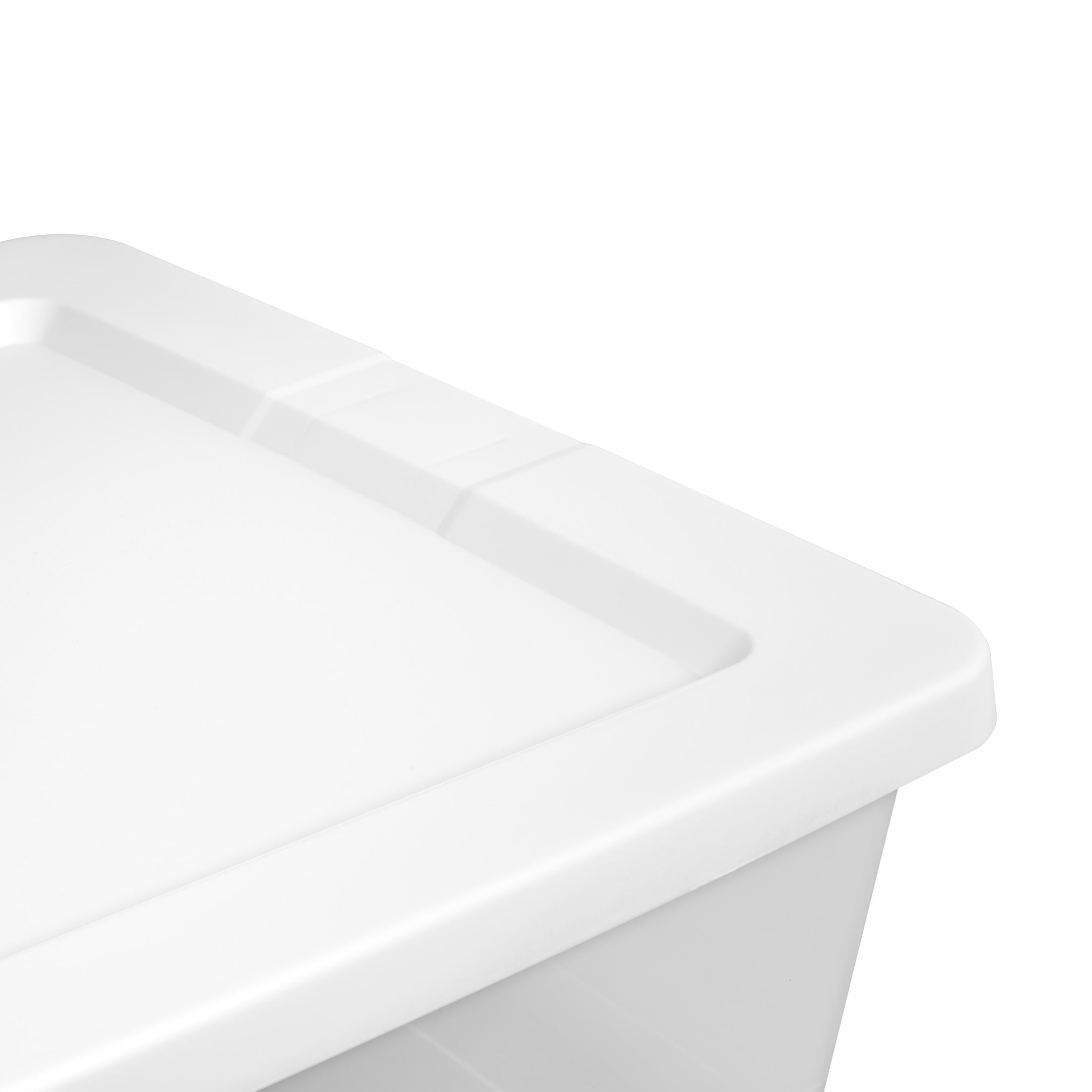 Sterilite 90 Quart Storage Box - Clear Plastic Storage Bin with Snap-on Lid, White, 4 Pack