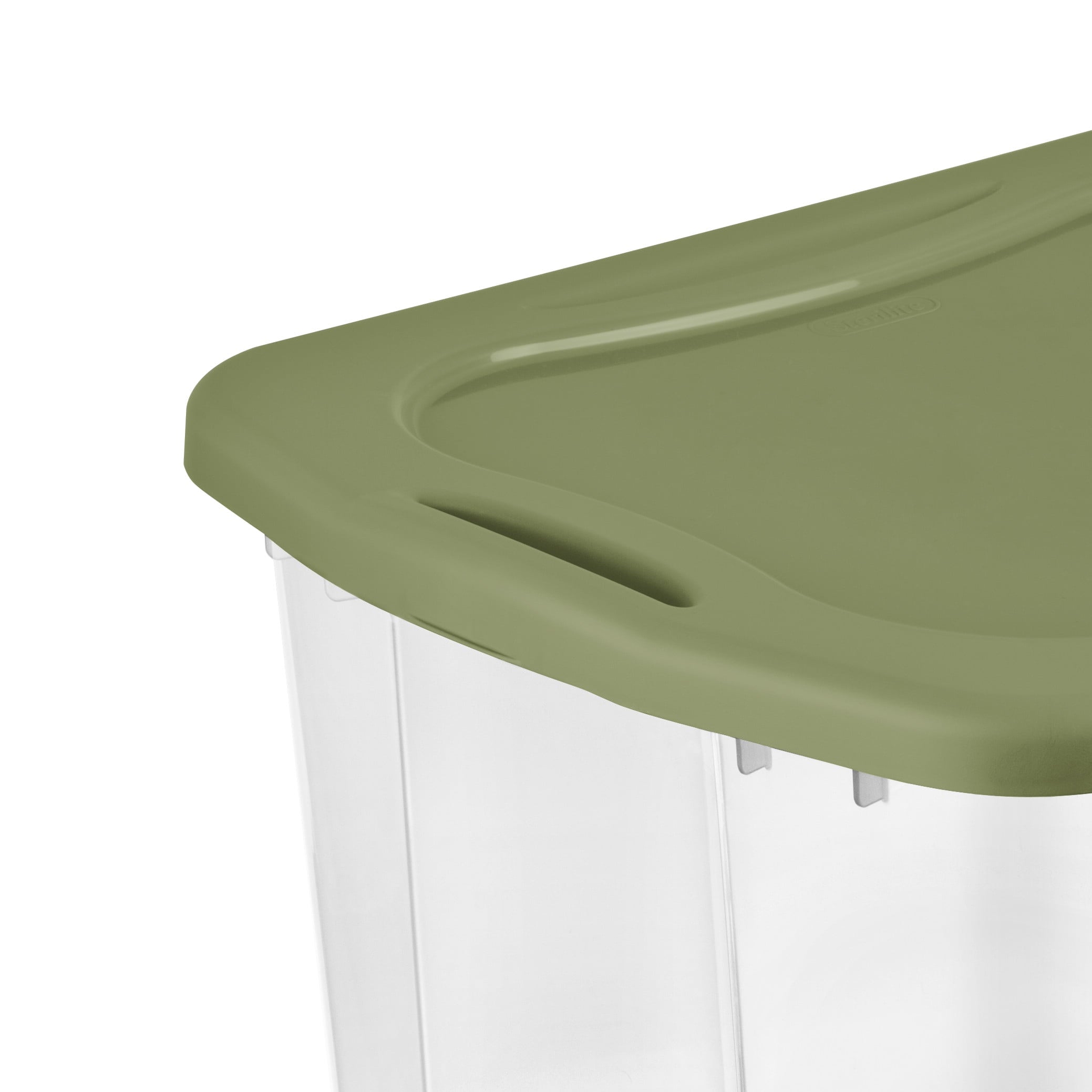 Sterilite EZ Carry 95 Quart Extra-Large Storage Bin - Clear Plastic Storage Container with Full-Grip Handles, Green