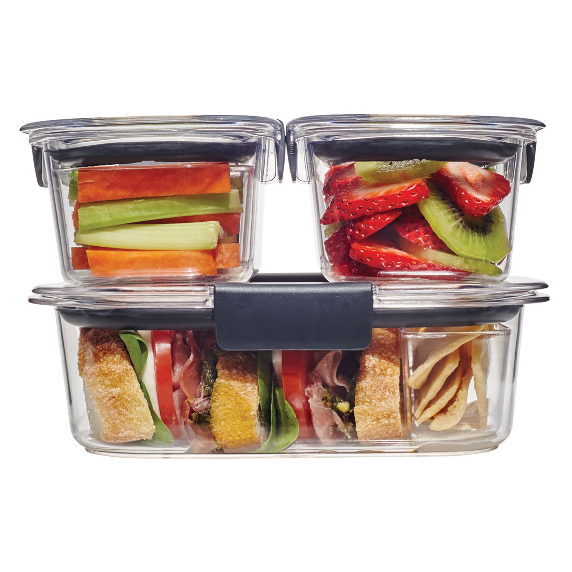 Rubbermaid® Brilliance® Leak-Proof Food Storage Containers with Airtight Lids - Set of 3 (6 Pieces Total) - BPA-Free & Stain Resistant