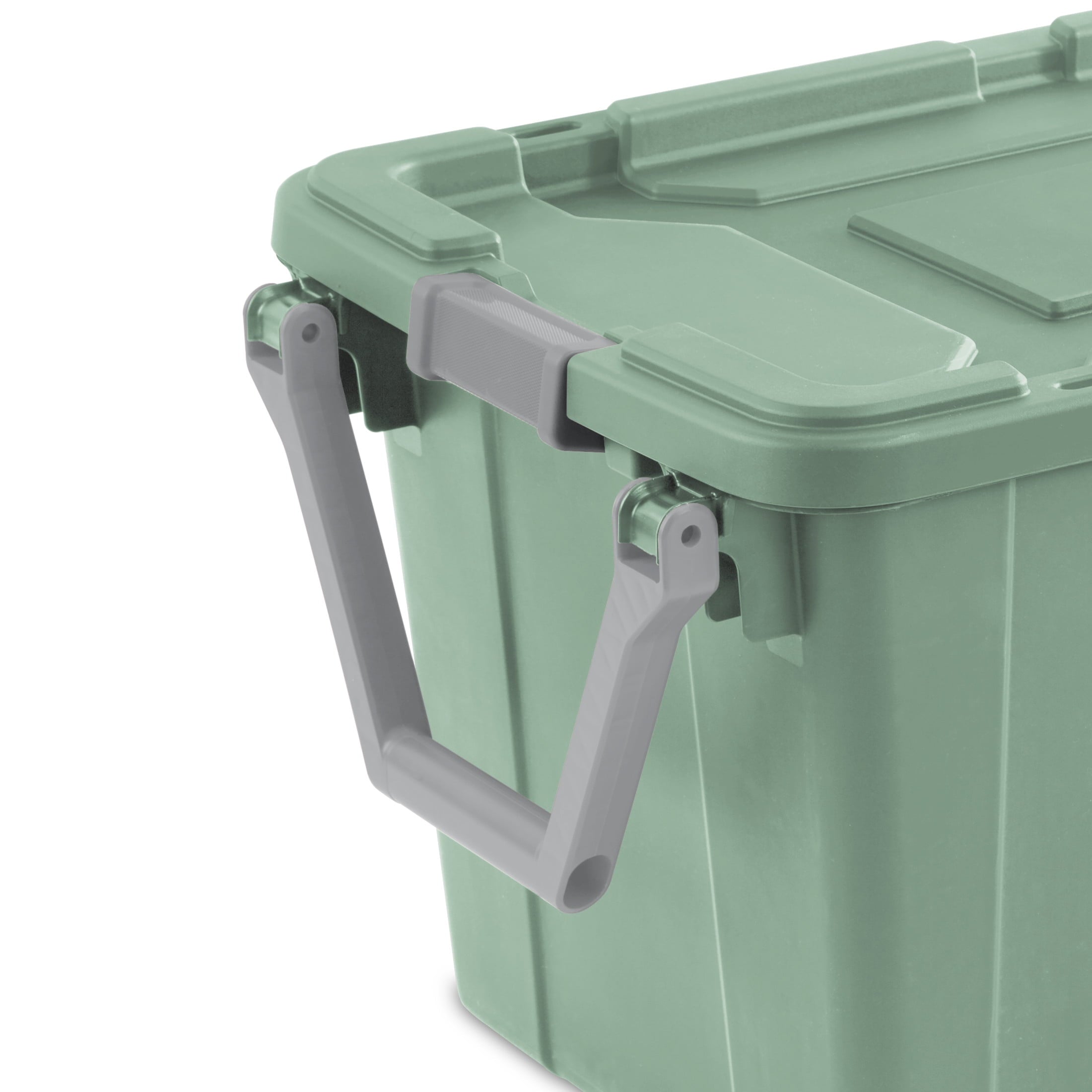 Sterilite Extra-Large Wheeled Industrial Storage Bin - 40 Gallon Durable Plastic Storage Tote with Latching Lid and Pull Handle, Green, 2 Pack