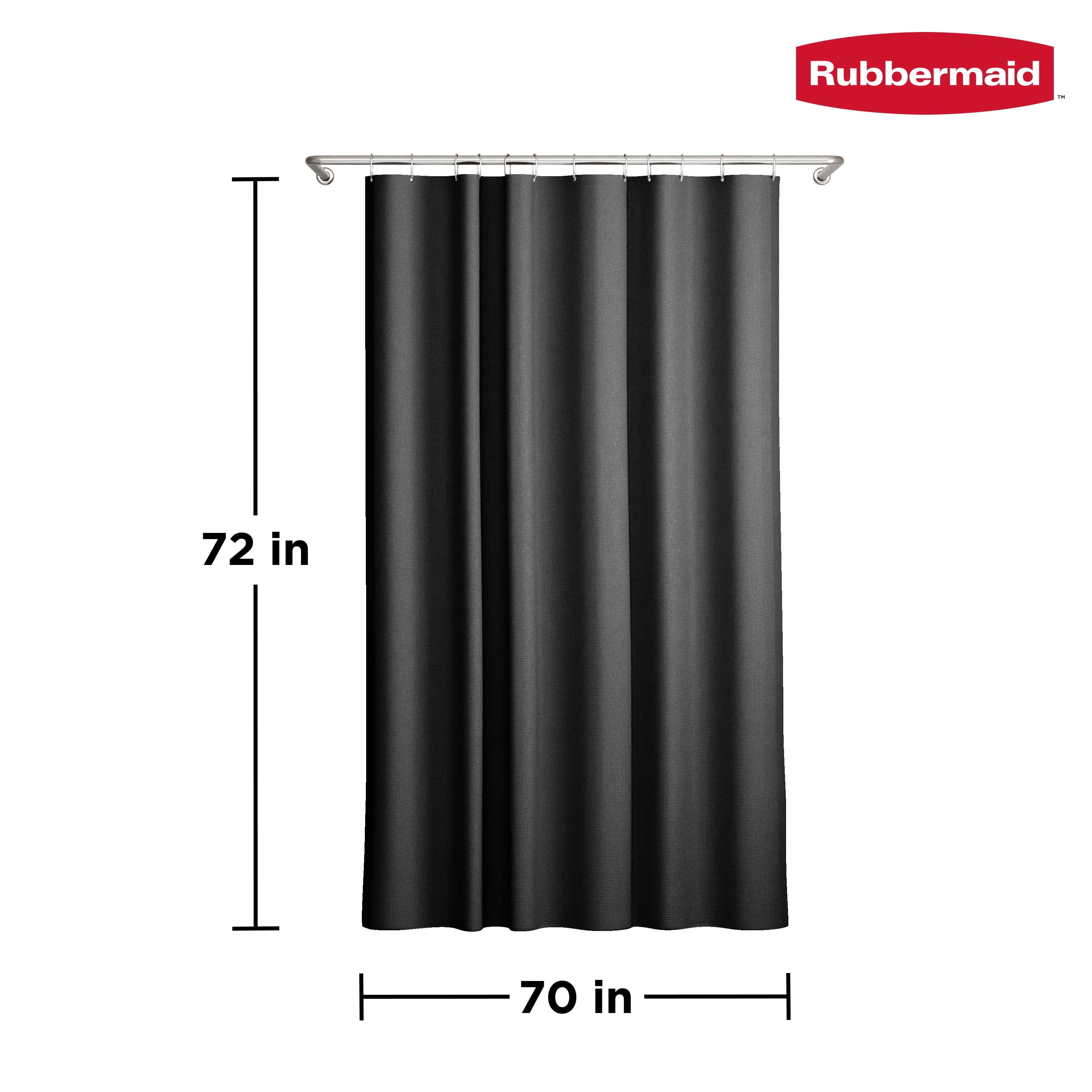 Rubbermaid Black Waterproof Fabric Shower Liner - 70" x 72"