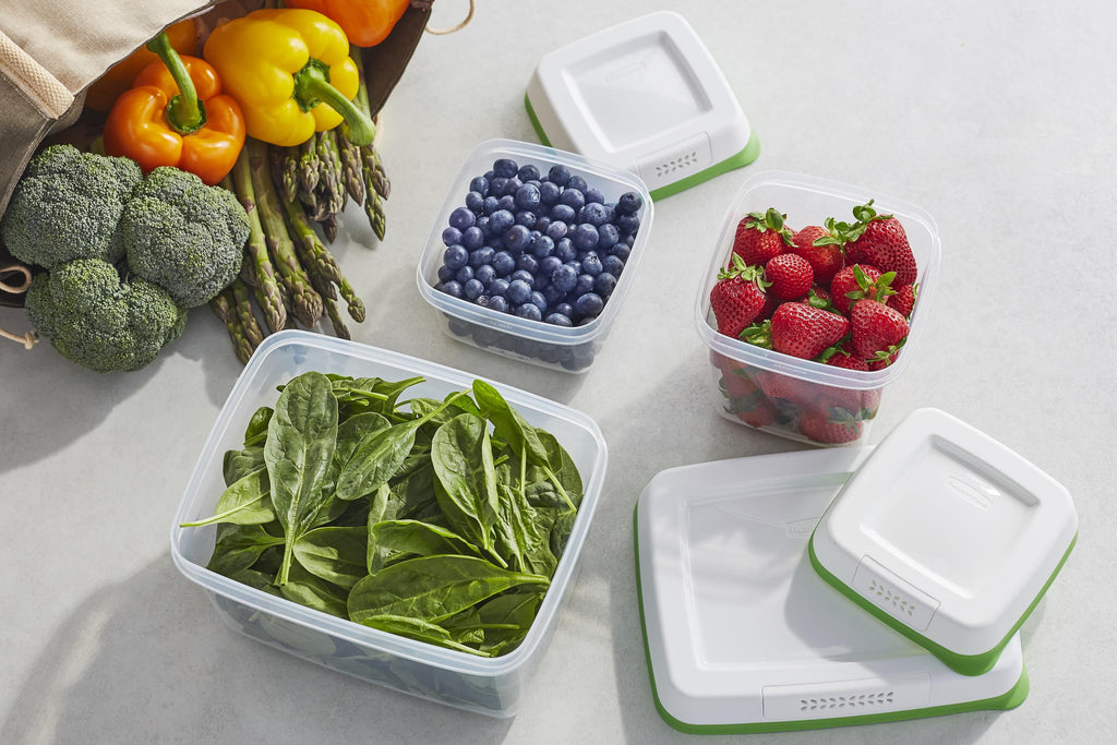 Rubbermaid FreshWorks Produce Saver - Medium and Large Produce Plastic Storage Containers, 6-Piece Set