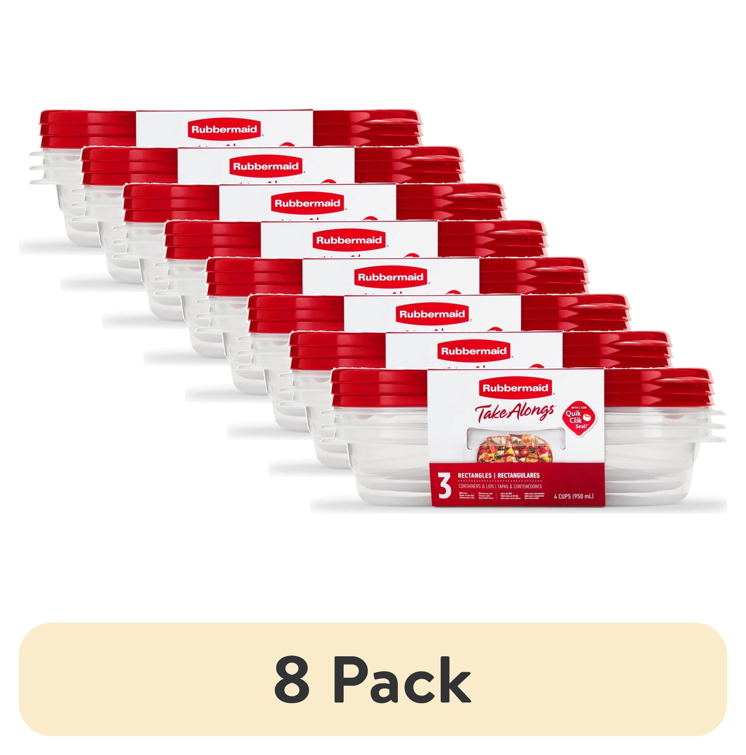 Rubbermaid TakeAlongs 4.0-Cup Rectangle Food Storage Containers - Ruby Red, 3 pack - 8-Pack