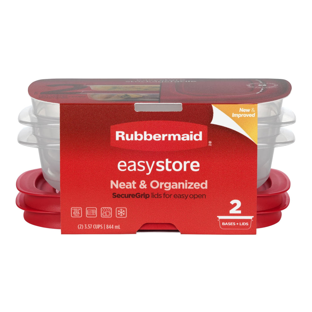 Rubbermaid 3.57-Cup EasyStore Rectangle Containers - 2 Pack, Food Storage Containers, Food Storage Containers with Lids