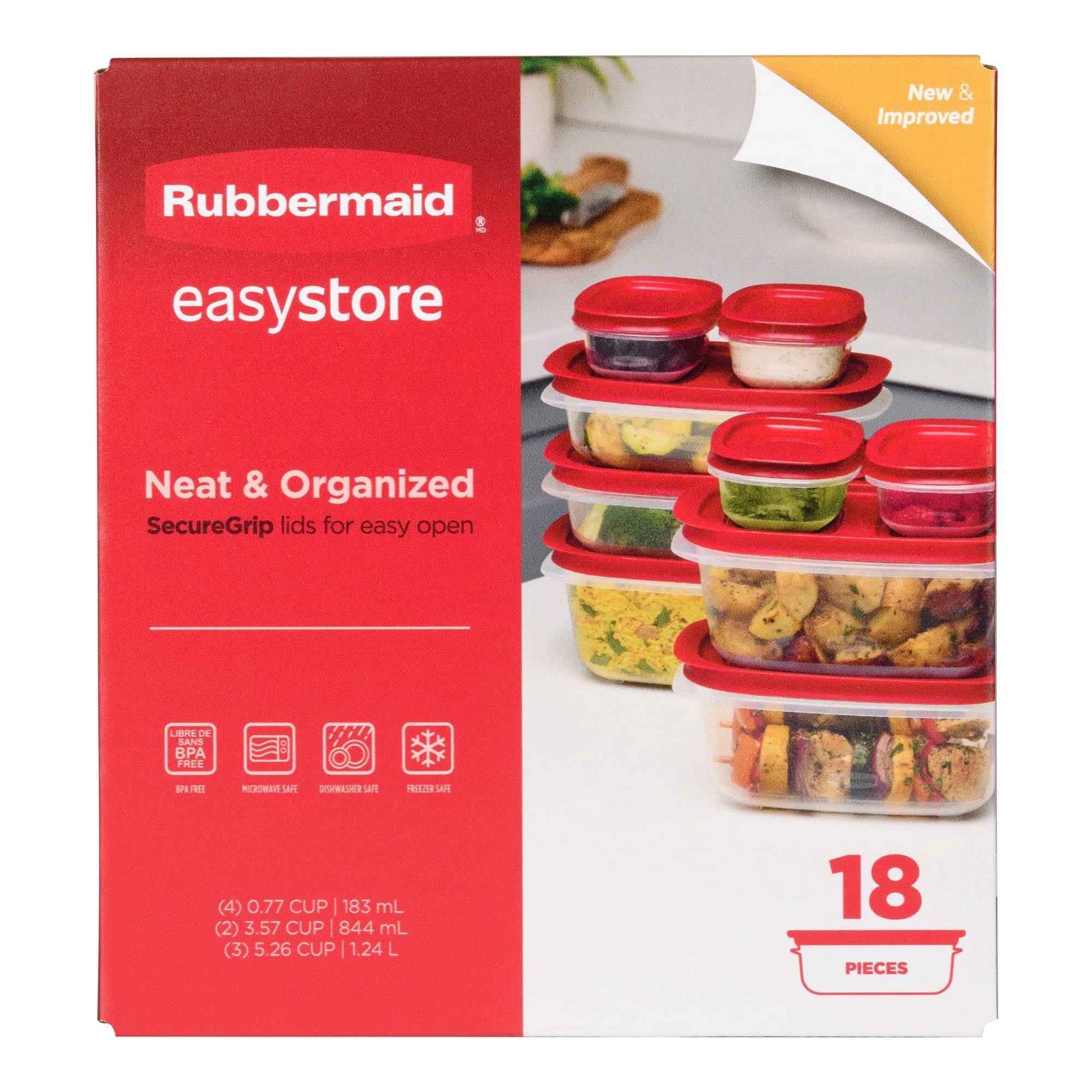 Rubbermaid EasyStore Medium Rectangle Containers - 18-Piece Set, Food Storage Containers, Food Storage Containers with Lids
