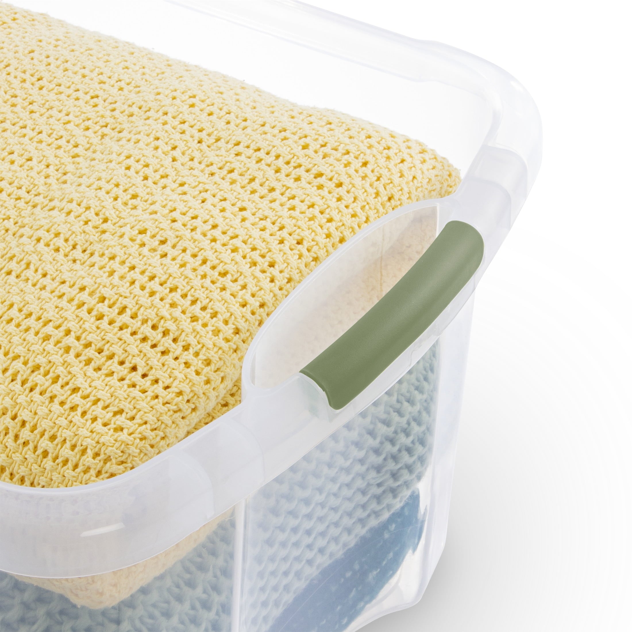 Sterilite EZ Carry 70 Quart Large Storage Bin - Clear Plastic Storage Container with Full-Grip Handles, Green - 2-Pack