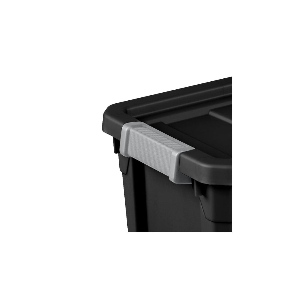 Sterilite 7.5 Gallon Stacker Tote - Durable Plastic Bin with Latch Lid, Black