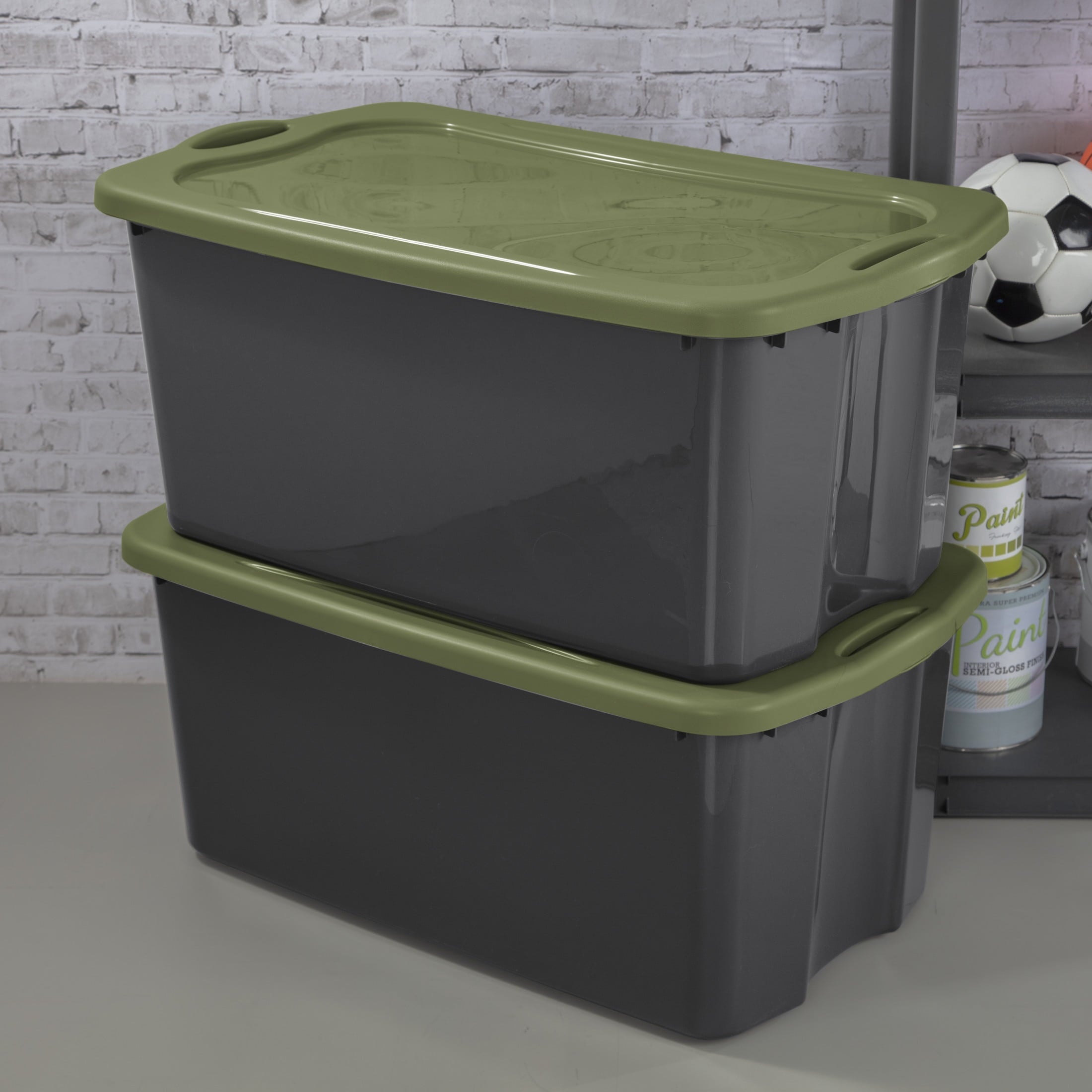 Sterilite EZ Carry 30 Gallon Extra-Large Storage Bin - Plastic Storage Container with Full-Grip Handles, Gray - 2-Pack