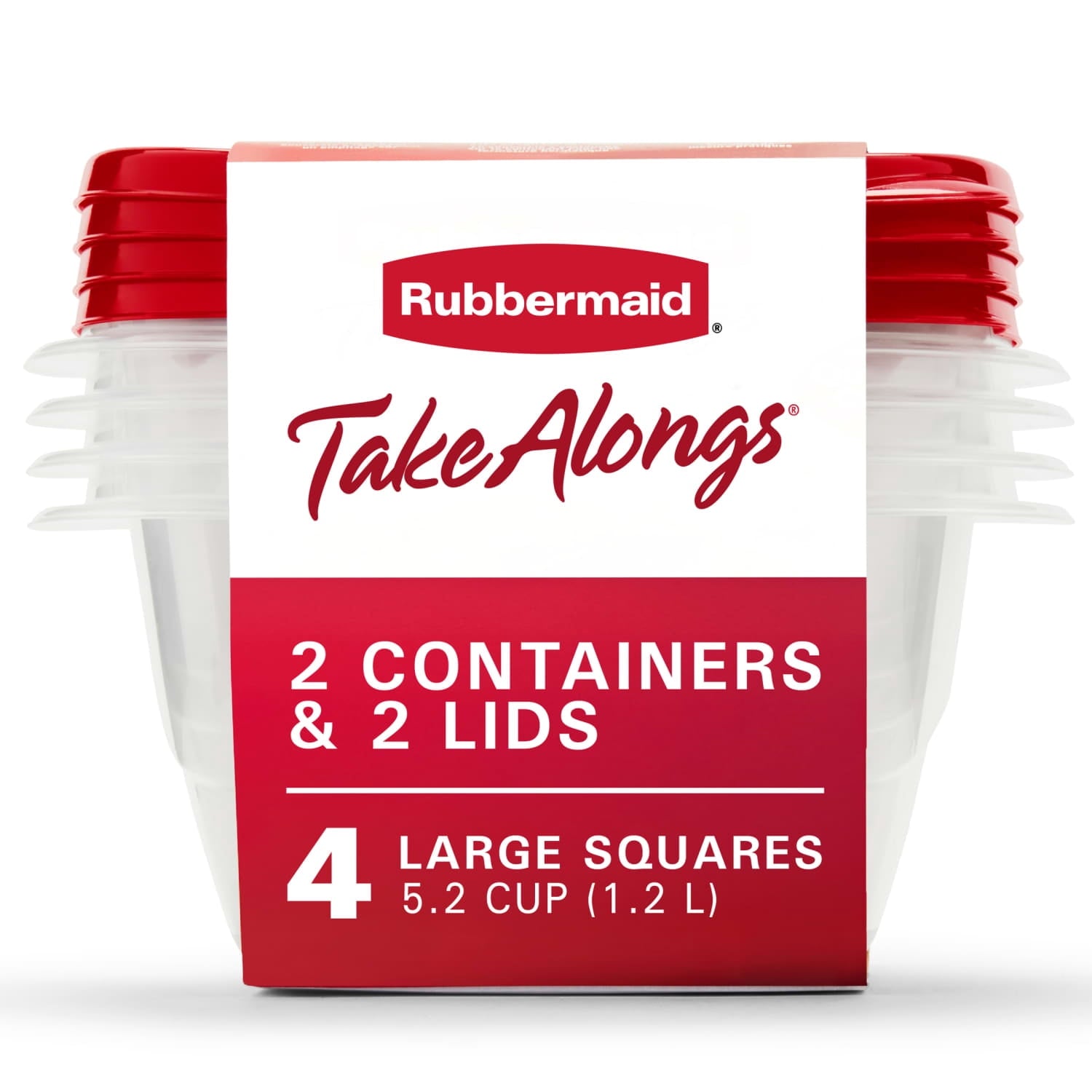 Rubbermaid TakeAlongs 5.2-Cup Deep Square Food Storage Containers - Ruby Red, 4 pack