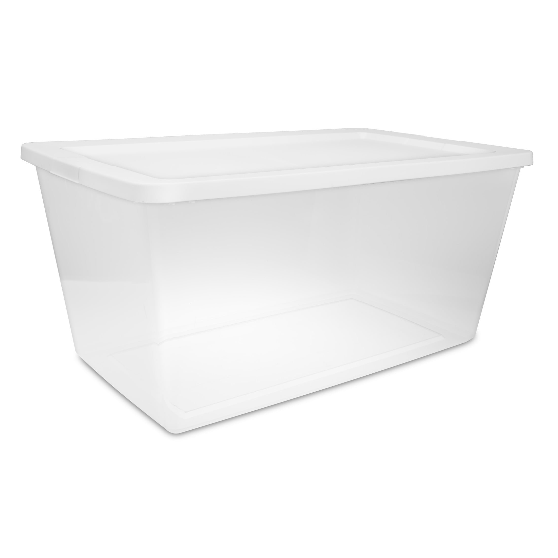 Sterilite 90 Quart Large Storage Bin - Clear Plastic Storage Container with Snap-On Lid, White - 2-Pack