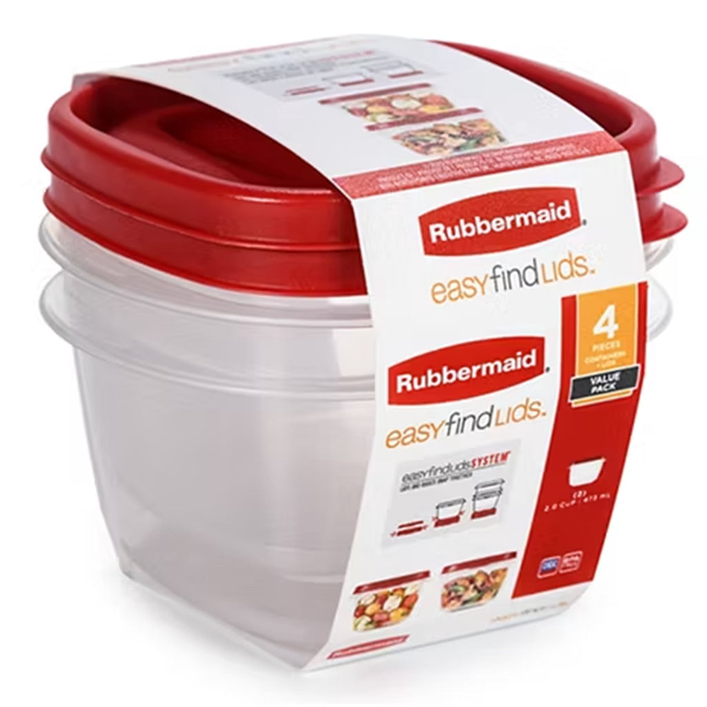 Rubbermaid Clear Food Storage and Organization Container Set with Lid - 2 Pack, Red