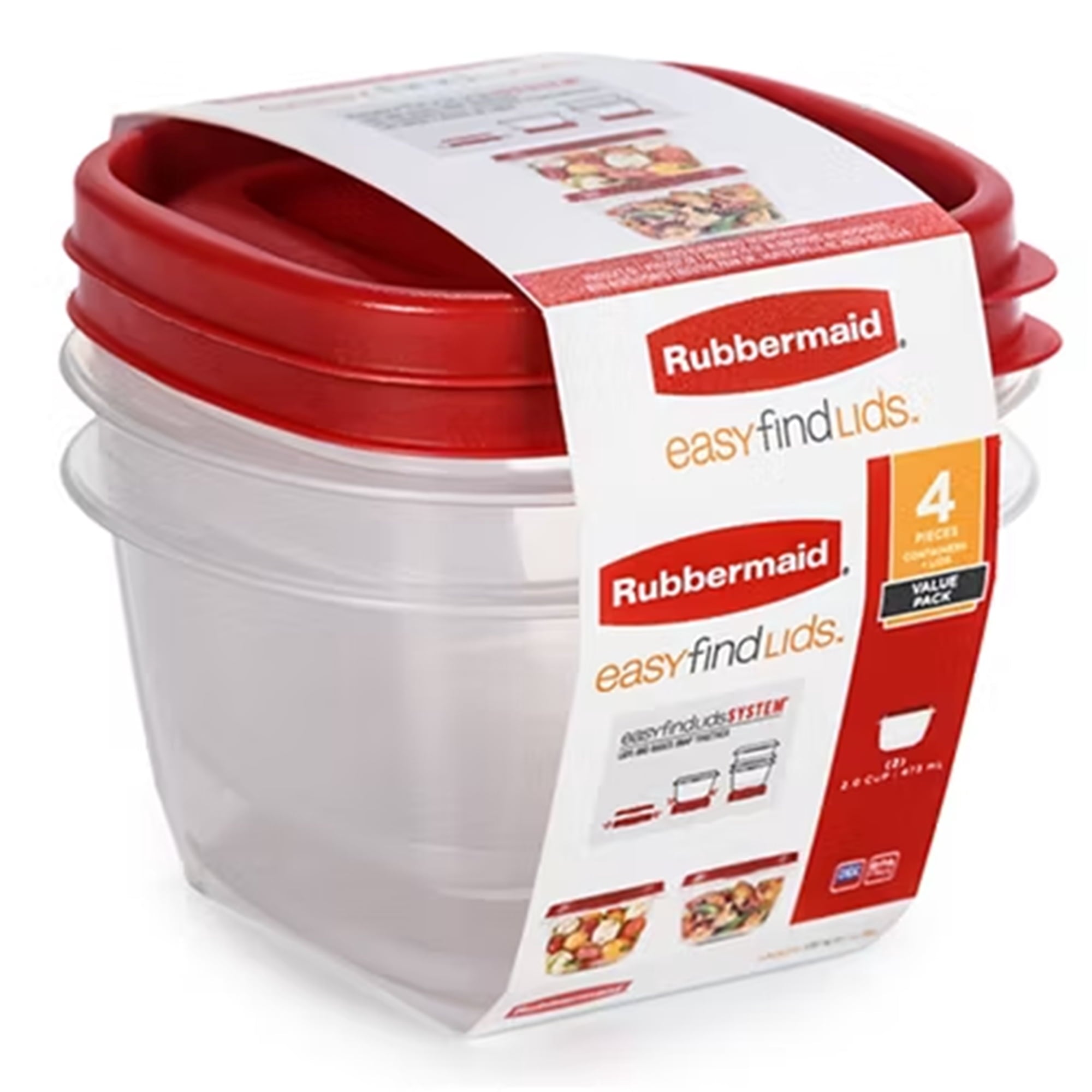 Rubbermaid Clear Food Storage and Organization Container Set with Lid - 2 Pack, Red