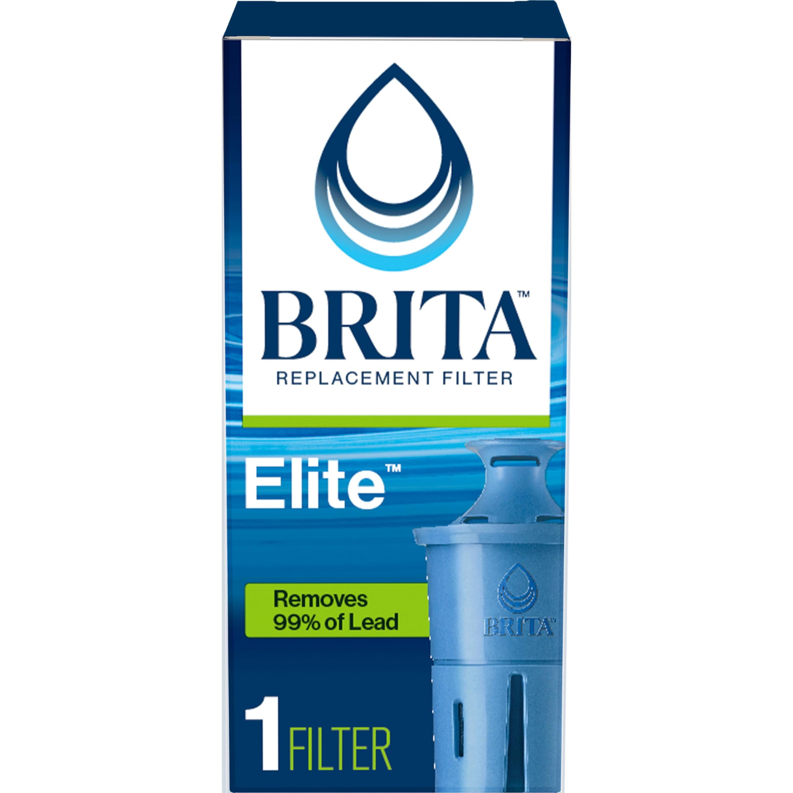 Brita Elite Water Filter Replacement for Pitchers and Dispensers - BPA-Free, Reduces 99% of Lead, Lasts Six Months or 120 Gallons, Includes 1 Pitcher Replacement Filter RDD10