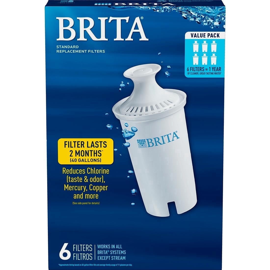 Brita Water Filter Pitcher Replacement Filters - 6 Count