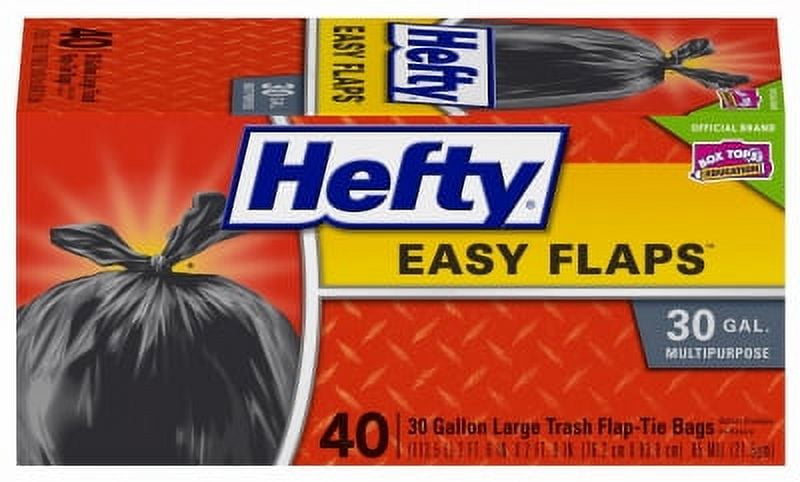 Hefty Easy Flaps Multipurpose Large Trash Bags - Unscented, 30 Gallon, 40 Count
