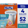 Hefty Small Trash Bags - Ocean Water Scent, 4 Gallon, 52 Count