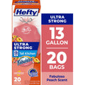 Hefty Ultra Strong 13 Gallon Trash Bags - Tall Kitchen Trash Bags, Peach, Fabuloso Peach Scent, 20 Bags