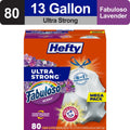 Hefty Ultra Strong 13 gallon Trash Bags - Tall Kitchen Trash Bags, White, Fabuloso Scent, 80 Bags