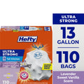 Hefty Ultra Strong 13 Gallon Trash Bags - Tall Kitchen Trash Bags, White, Lavender and Sweet Vanilla Scent, 110 Bags