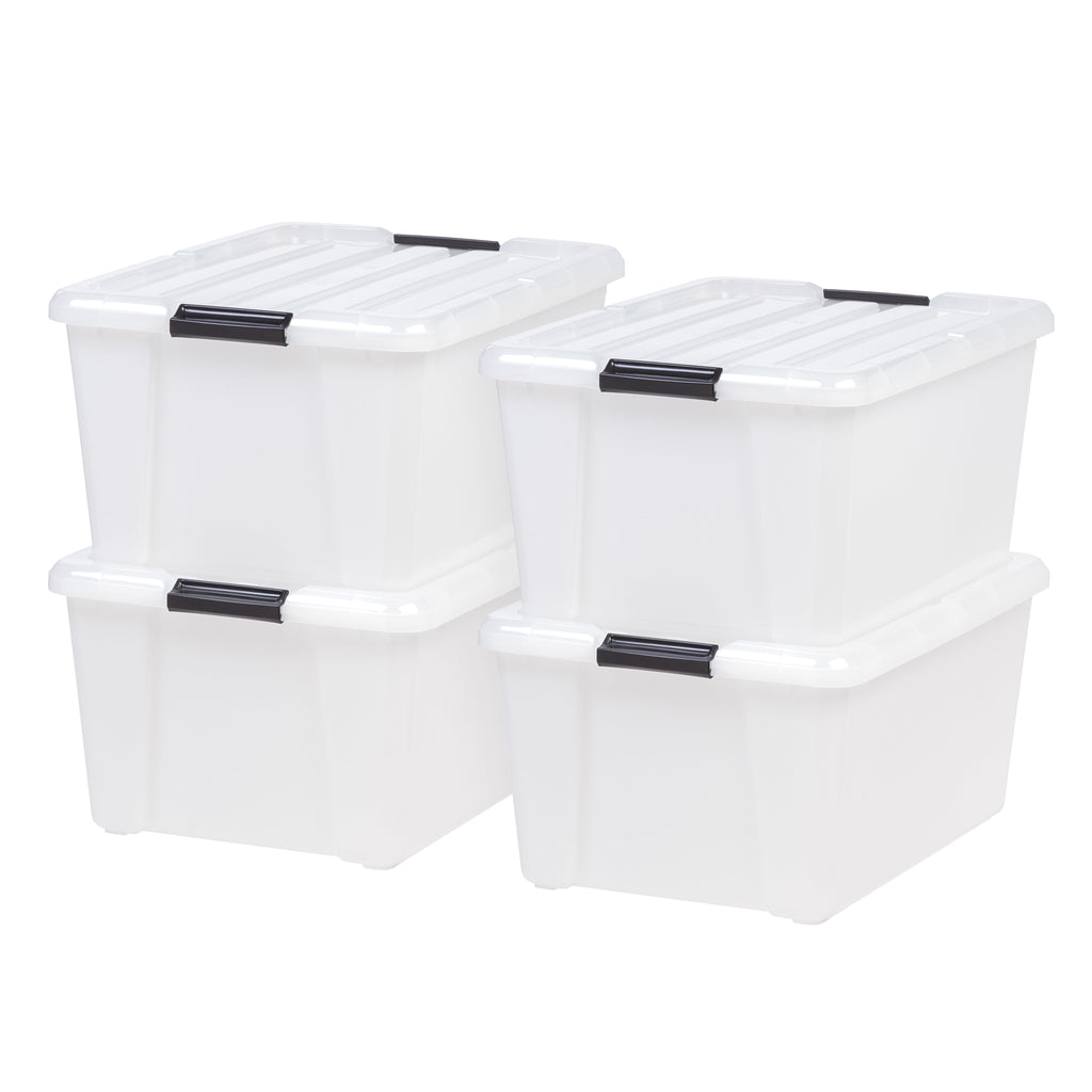 IRIS 45 Qt. Plastic Storage Bins with Lids - Stackable Storage Containers, Totes, 4 Pack