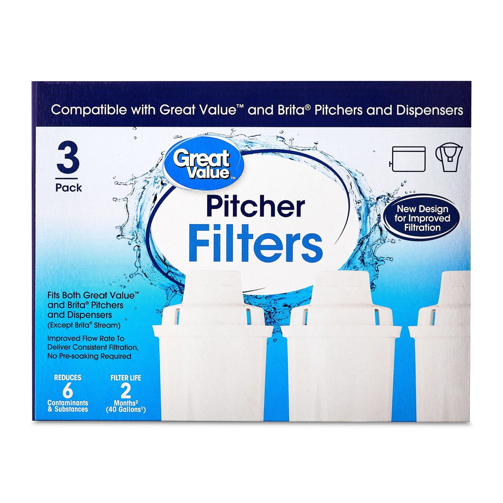 KNACK - Water Filter - Replacement For Pitchers And Dispensers, Compatible With Brita
