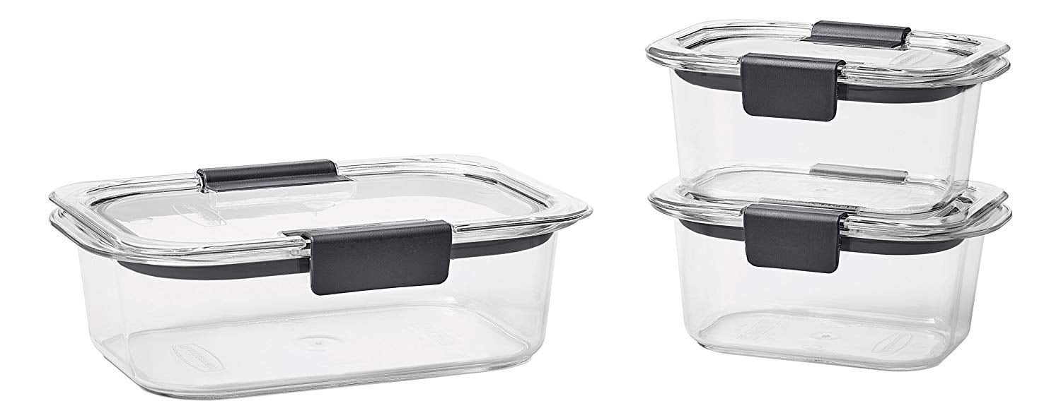 Rubbermaid® Brilliance® Leak-Proof Food Storage Containers with Airtight Lids - Set of 3 (6 Pieces Total) - BPA-Free & Stain Resistant