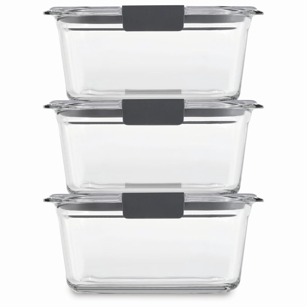 Rubbermaid Brilliance 3-Pack Glass Food Storage Containers - 4.7-Cup, Leak Proof, BPA Free
