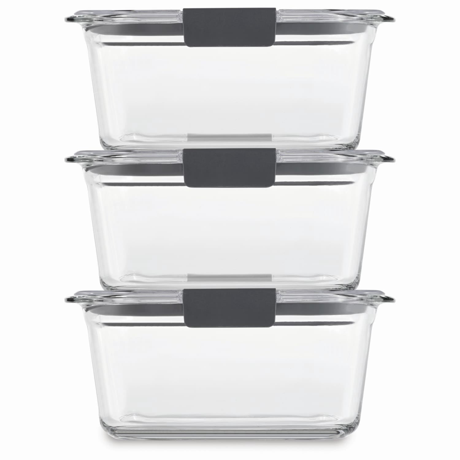 Rubbermaid Brilliance 3-Pack Glass Food Storage Containers - 4.7-Cup, Leak Proof, BPA Free