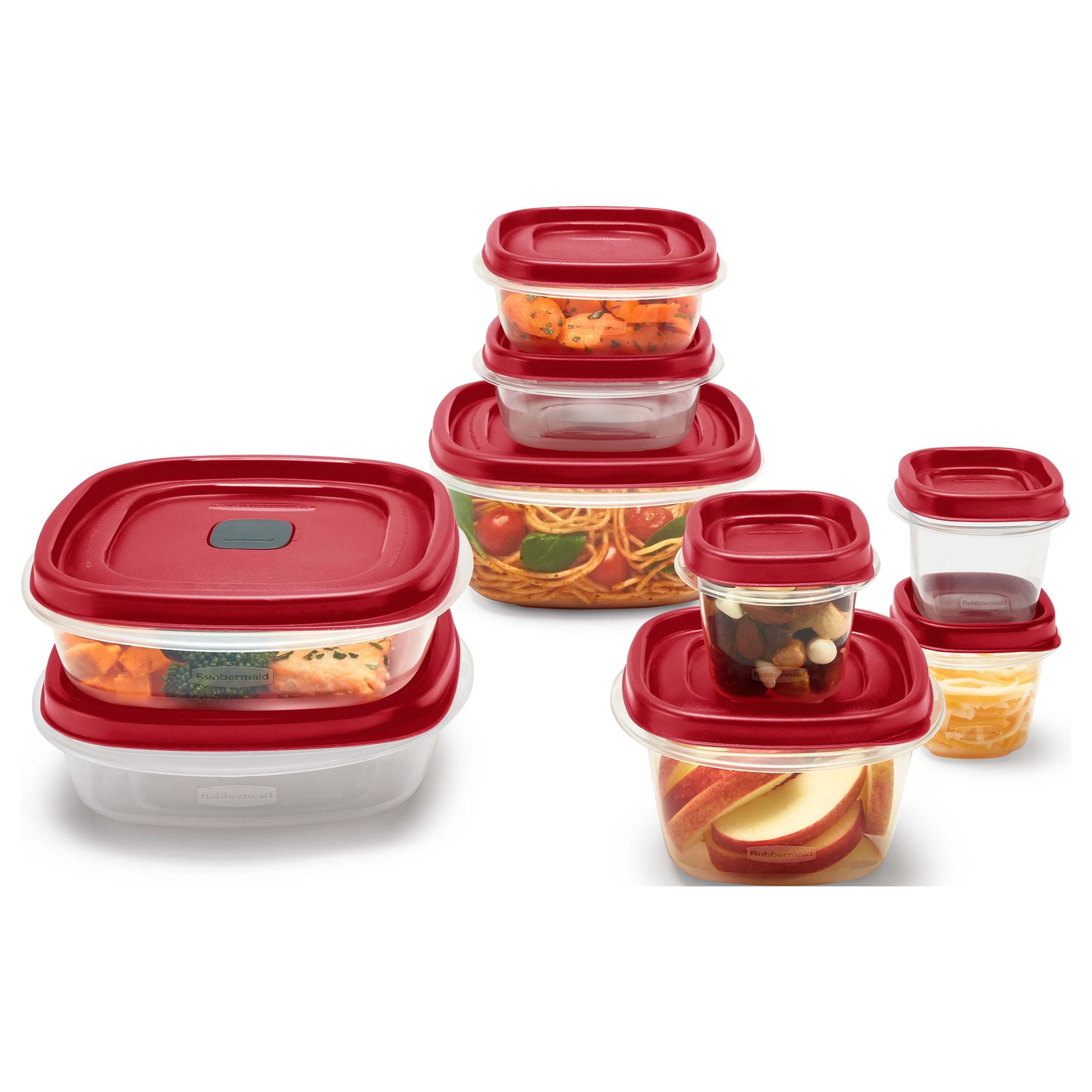 Rubbermaid Easy Find Vented Lids Food Storage Containers - 18-Piece Set, Racer Red
