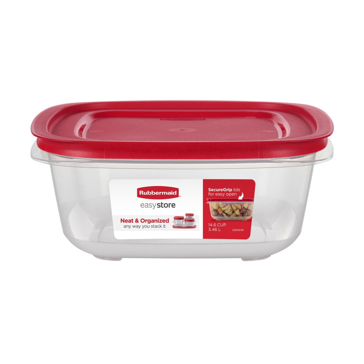 Rubbermaid 14.66-Cup EasyStore Square Container - Food Storage Container, Food Storage Container with Lids