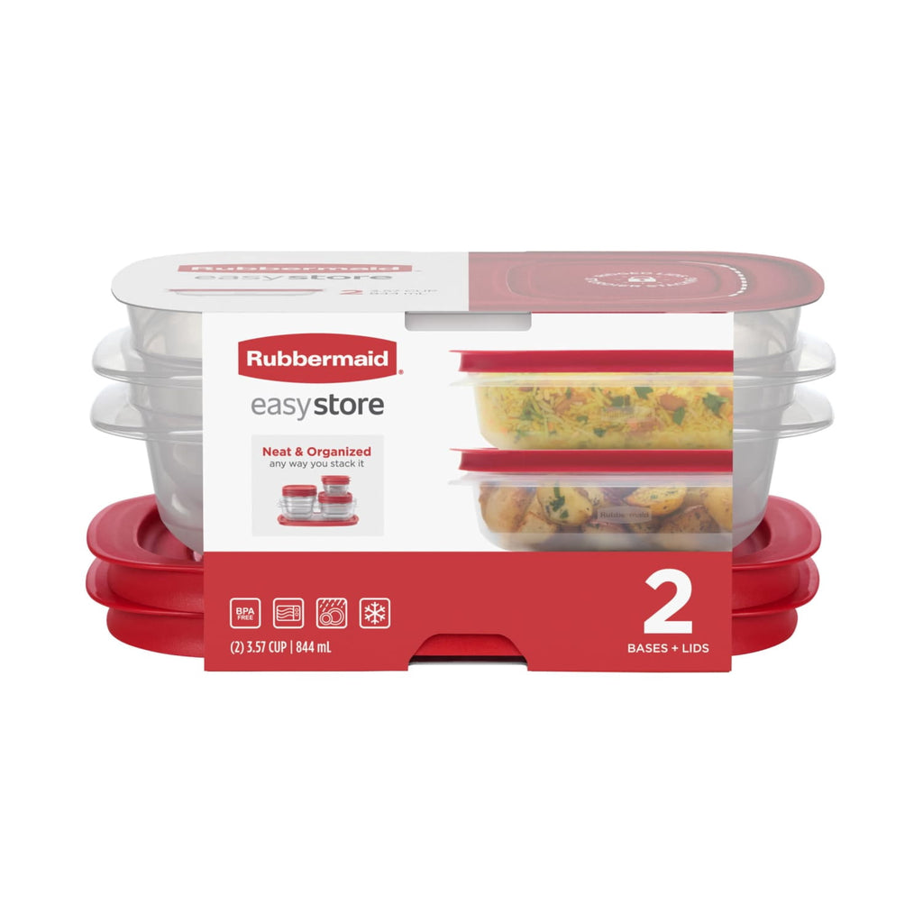 Rubbermaid 3.57-Cup EasyStore Rectangle Containers - 2 Pack, Food Storage Containers, Food Storage Containers with Lids