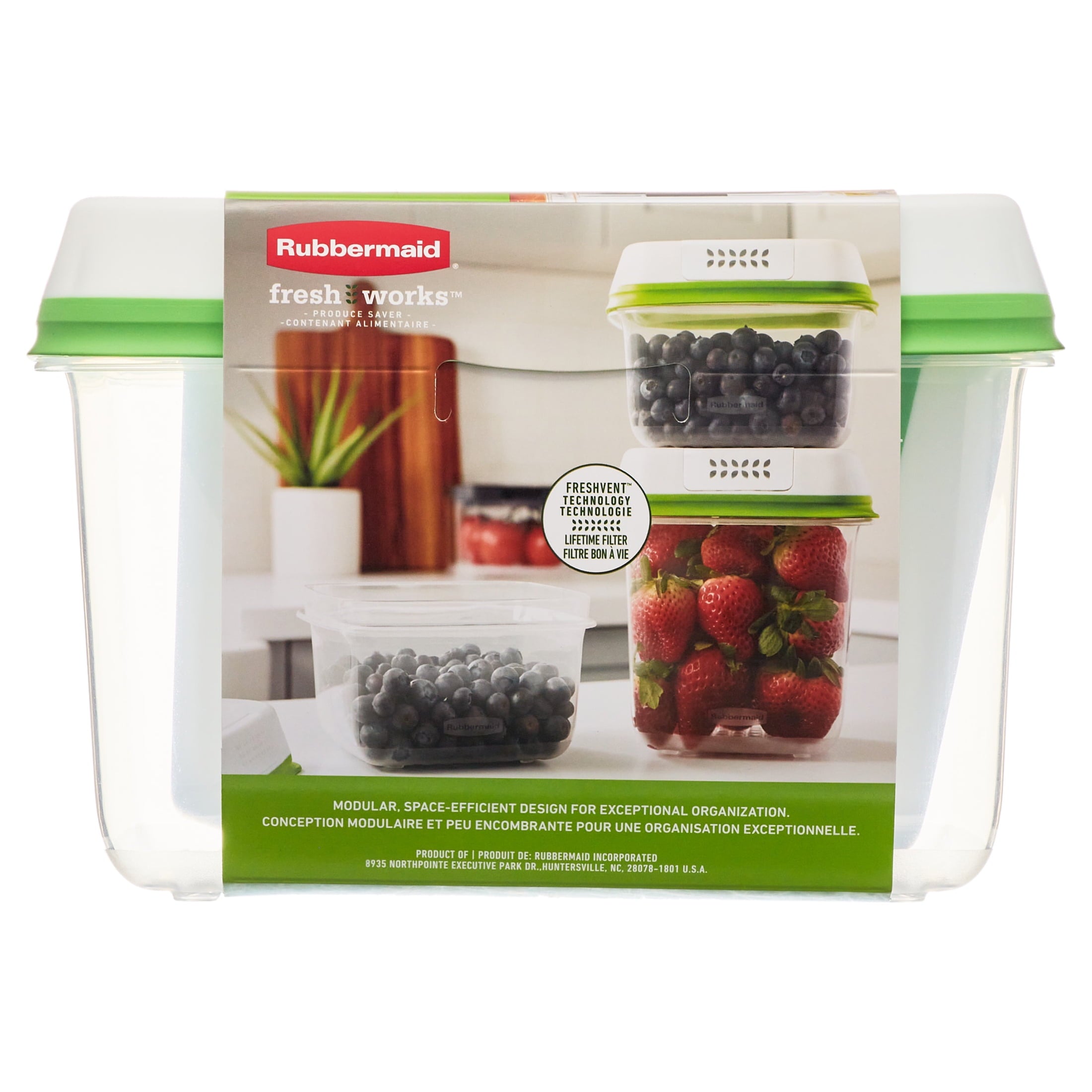 Rubbermaid FreshWorks Produce Saver - Medium and Large Produce Plastic Storage Containers, 6-Piece Set