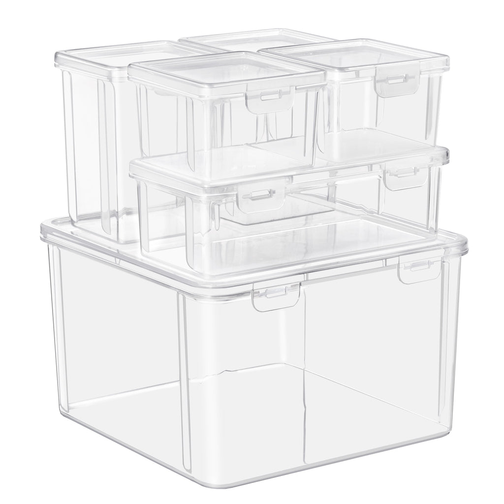 Sorbus 6-Piece Art Supply Storage Organizer - Stackable Plastic Bins with Hinged Lids
