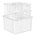Sorbus 6-Piece Art Supply Storage Organizer - Stackable Plastic Bins with Hinged Lids