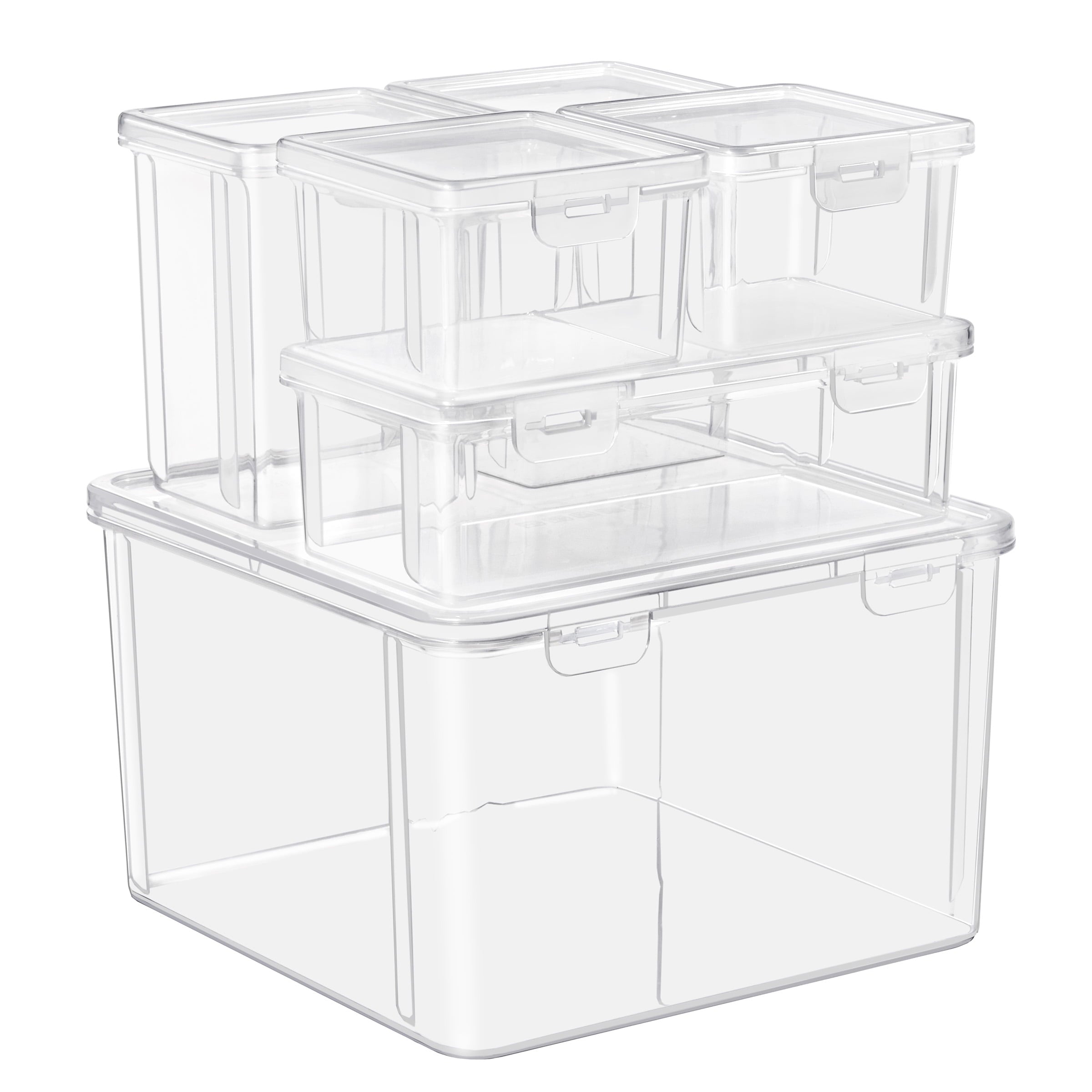 Sorbus 6-Piece Art Supply Storage Organizer - Stackable Plastic Bins with Hinged Lids