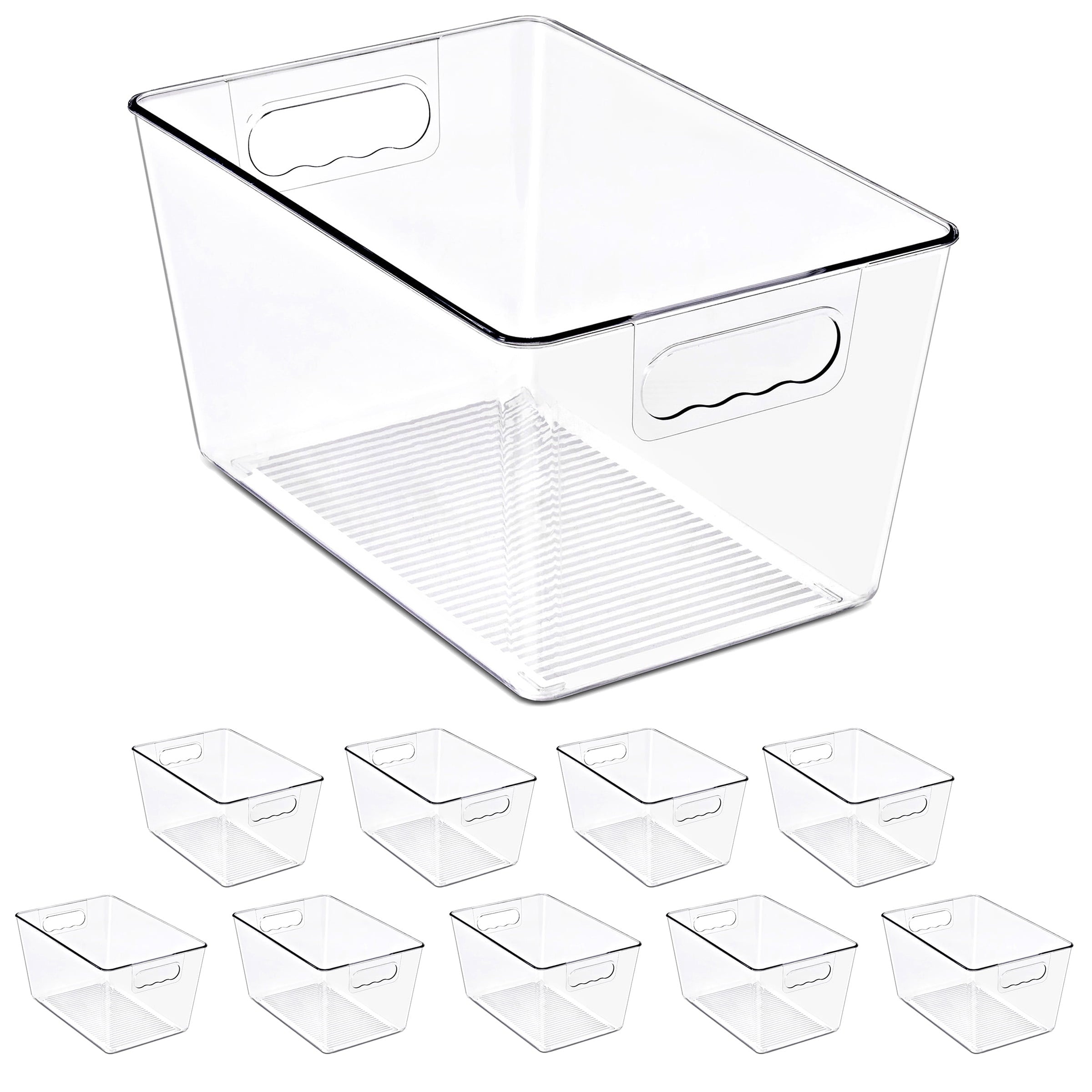 Sorbus Clear BPA-Free Storage Bins with Handles - Large Plastic Organizers, Set of 10