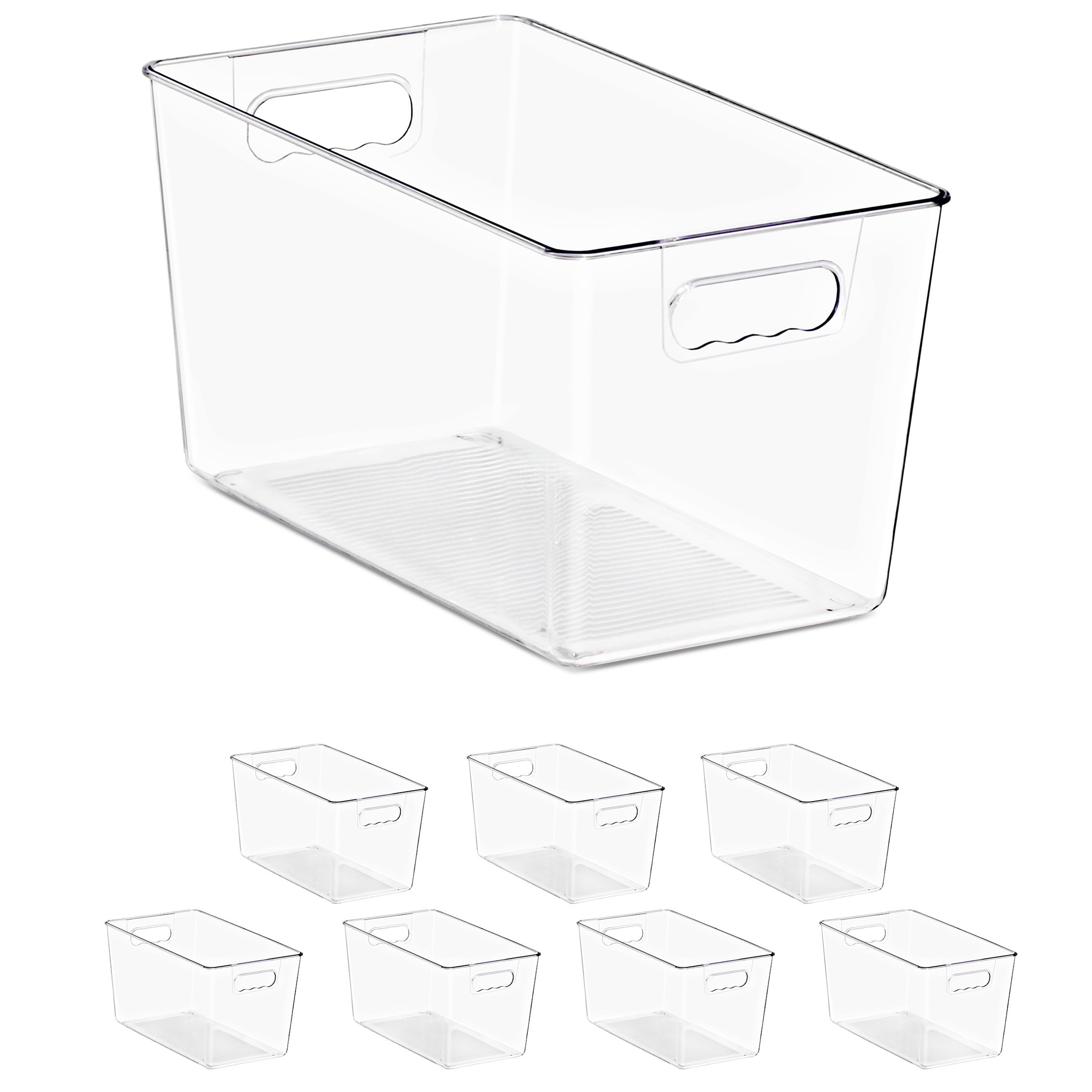 Sorbus Clear BPA-Free Storage Bins with Handles - X-Large Plastic Organizers, Set of 8