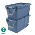 Sterilite Extra-Large Wheeled Industrial Storage Bin - 40 Gallon Durable Plastic Storage Tote with Latching Lid and Pull Handle, Blue, 2 Pack