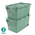 Sterilite Extra-Large Wheeled Industrial Storage Bin - 40 Gallon Durable Plastic Storage Tote with Latching Lid and Pull Handle, Green, 2 Pack