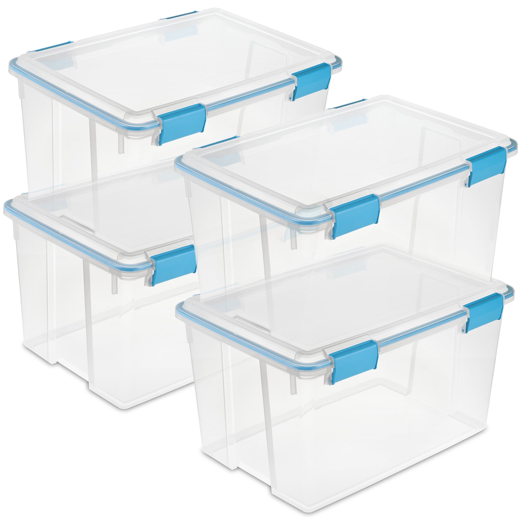 Sterilite 4-Pack 54 Qt. Gasket Box - Clear Plastic Home Storage Organizer Bins with Lids