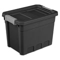 Sterilite 7.5 Gallon Stacker Tote - Durable Plastic Bin with Latch Lid, Black